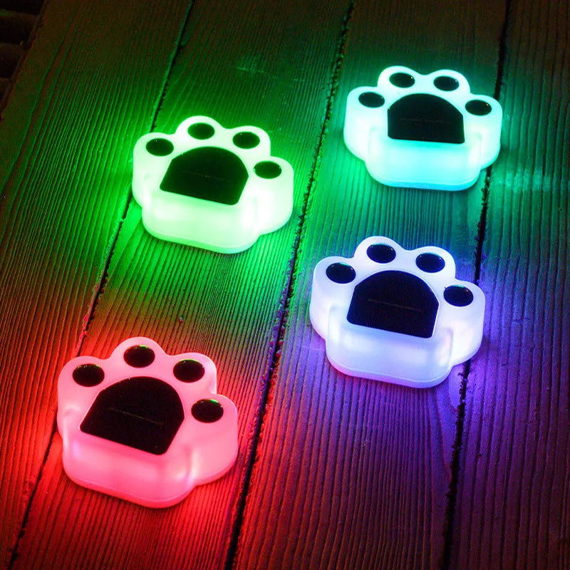 Wireless Solar Garden Lights in Paw Print Design