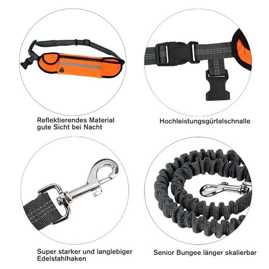 Free - Handed Running Lead With Hip Belt For Dogs