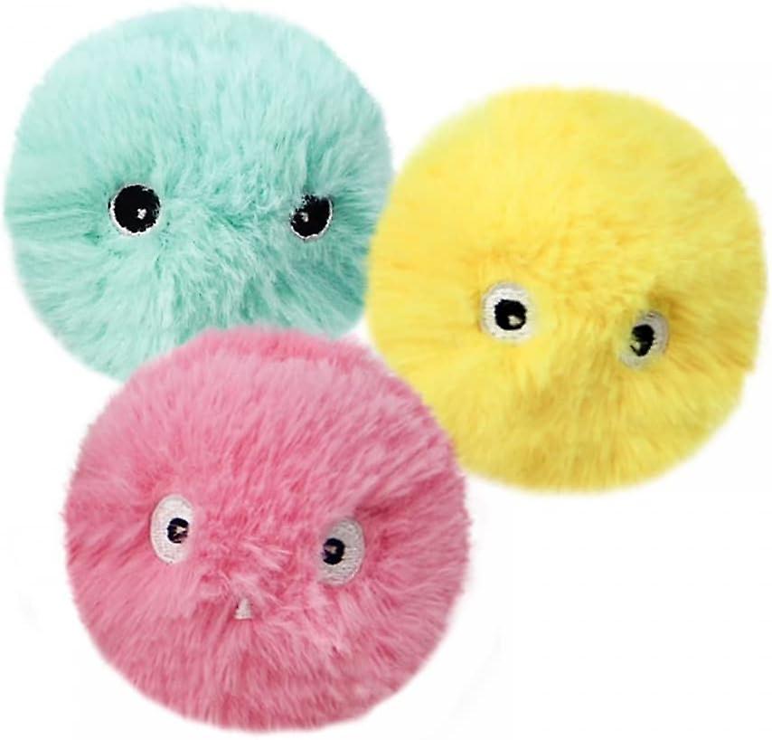Interactive Cat Plush Play Balls With Animal Sounds (Pack Of 3)