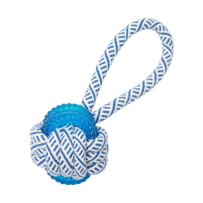 Dog Toy with Rubber Ball and Rope - Chew Toy for Pulling and Playing