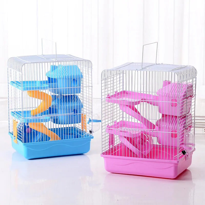 Hamster Cage With Shelves And Drinking Bottle - Compact Cage For Rodents