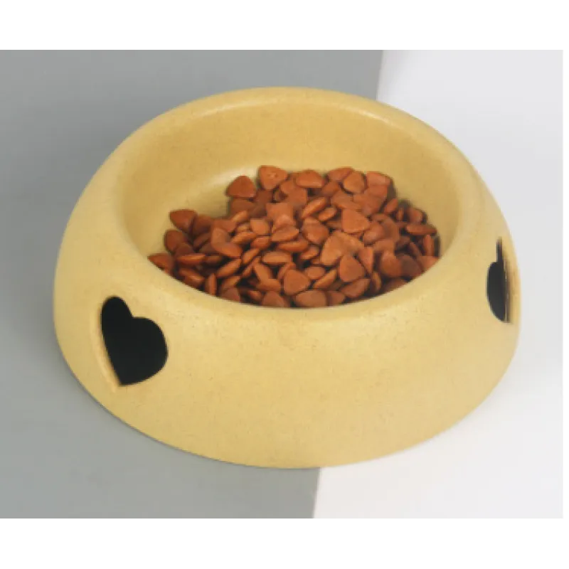 Dog Bowl Made Of Natural Material - Food And Water Bowl With Heart Design
