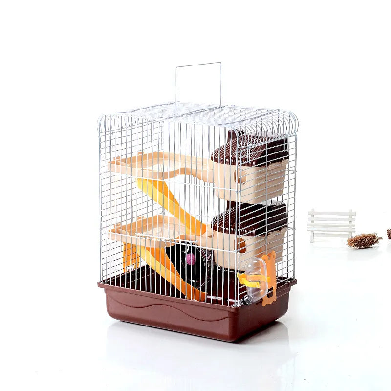 Hamster Cage With Shelves And Drinking Bottle - Compact Cage For Rodents