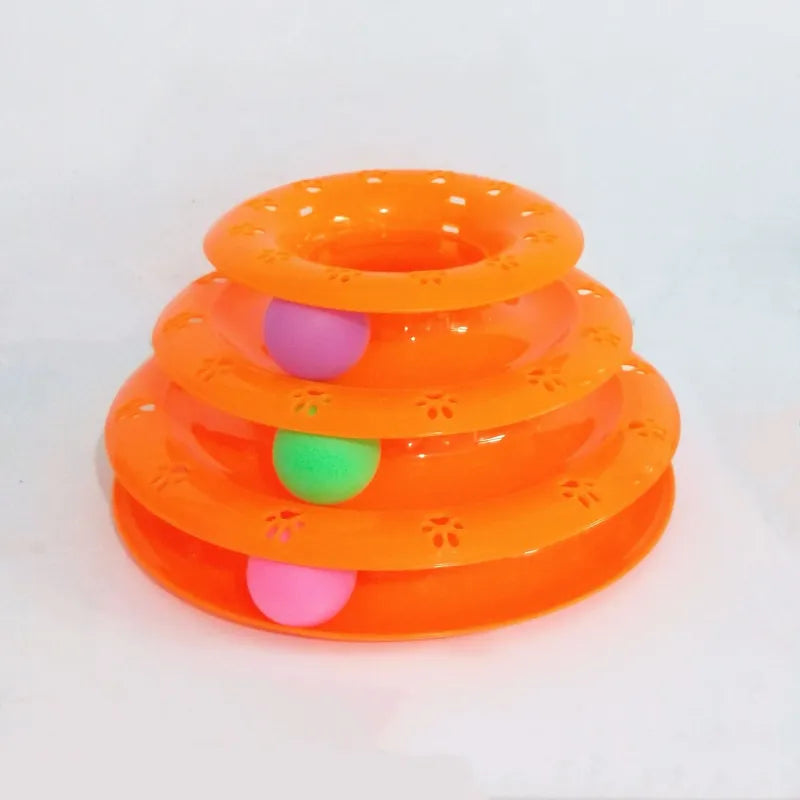 Interactive Cat Toy - 3 - Stage Play Pyramid with Colourful Balls
