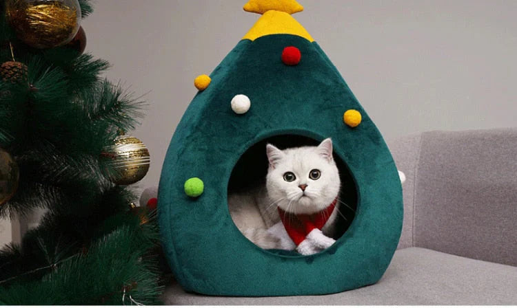 Cat Bed In Christmas Tree Form