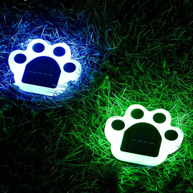 Wireless Solar Garden Lights in Paw Print Design
