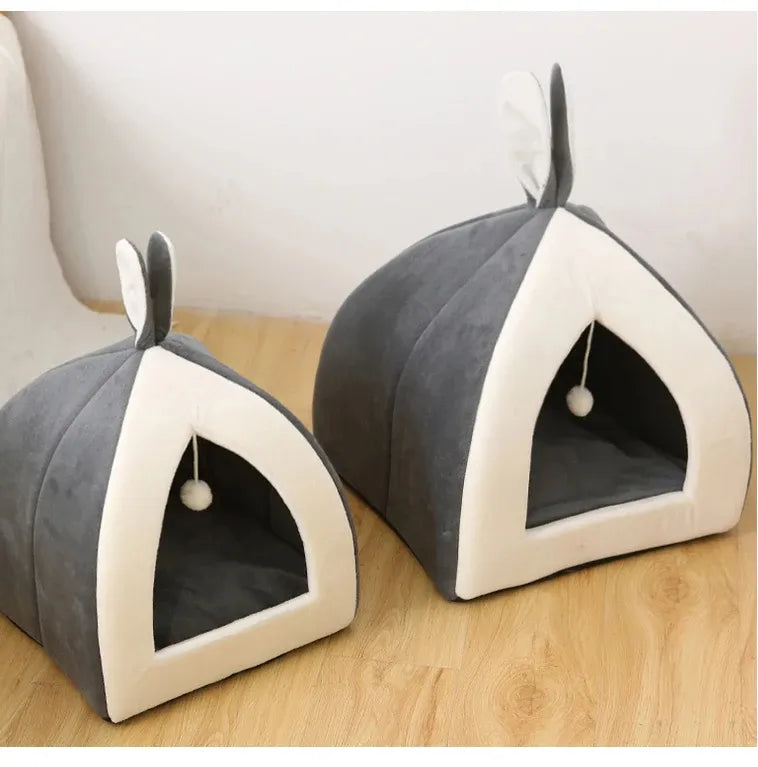 Cuddly & Cozy - Soft Cat Bed In Cave Shape With Play Ball