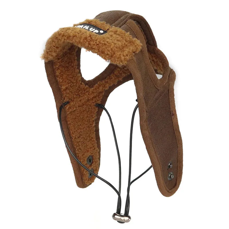 Winter Ear Protection Headgear Made Of Leather With Soft Lining
