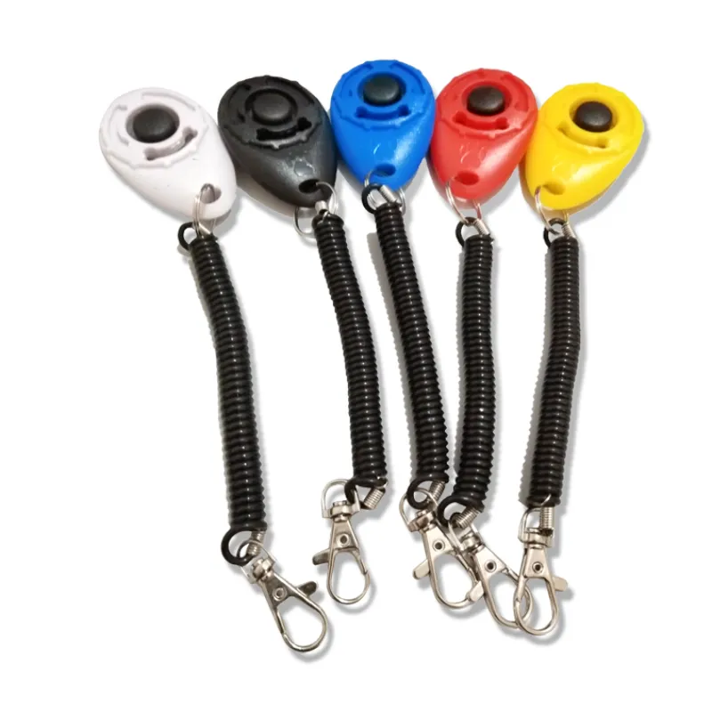 Dog Trainer Clicker - Ergonomic Clicker With Spiral And Snap Hook