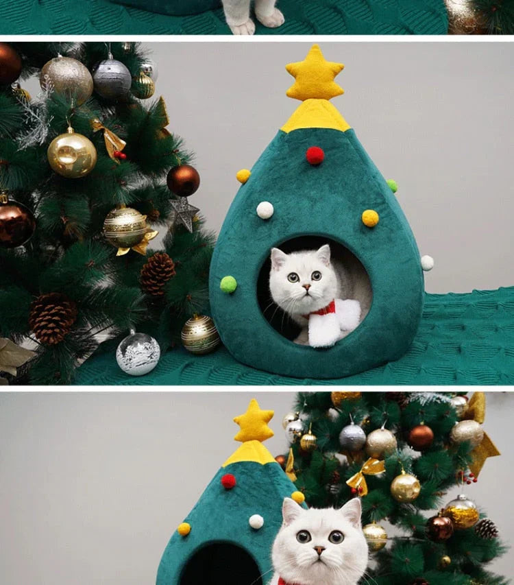 Cat Bed In Christmas Tree Form
