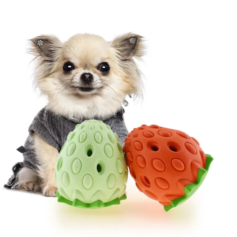 Chew Toy For Dogs - Interactive Strawberry - Shaped Toy Made Of Rubber