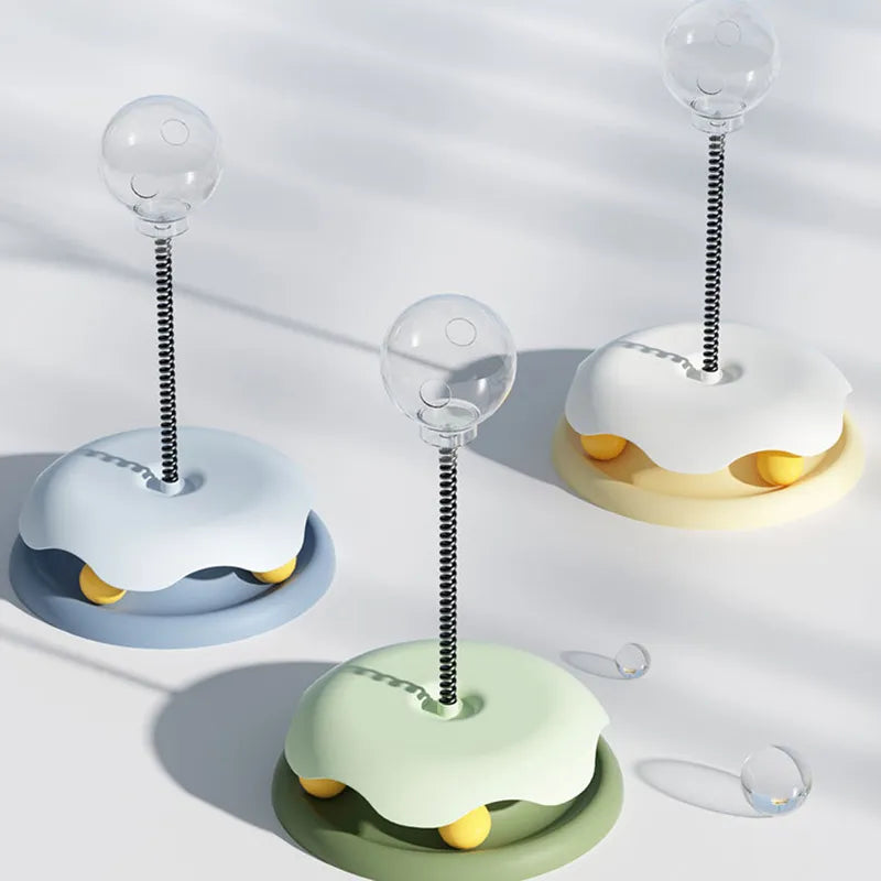 Interactive Cat Toy With Treat Dispenser And Flexible Pole