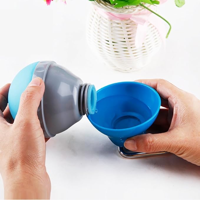 Portable Drinking Bottle For Pets With Integrated Bowl And Carabiner