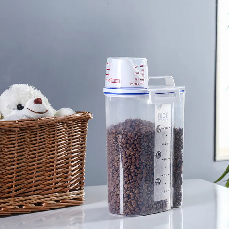 Airtight Storage Container For Rice And Dry Food With Measuring Cup And Carrying Handle