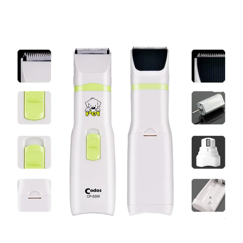 Electric Hair Clippers For Pets - Codos Cp-5200 With Multiple Attachments
