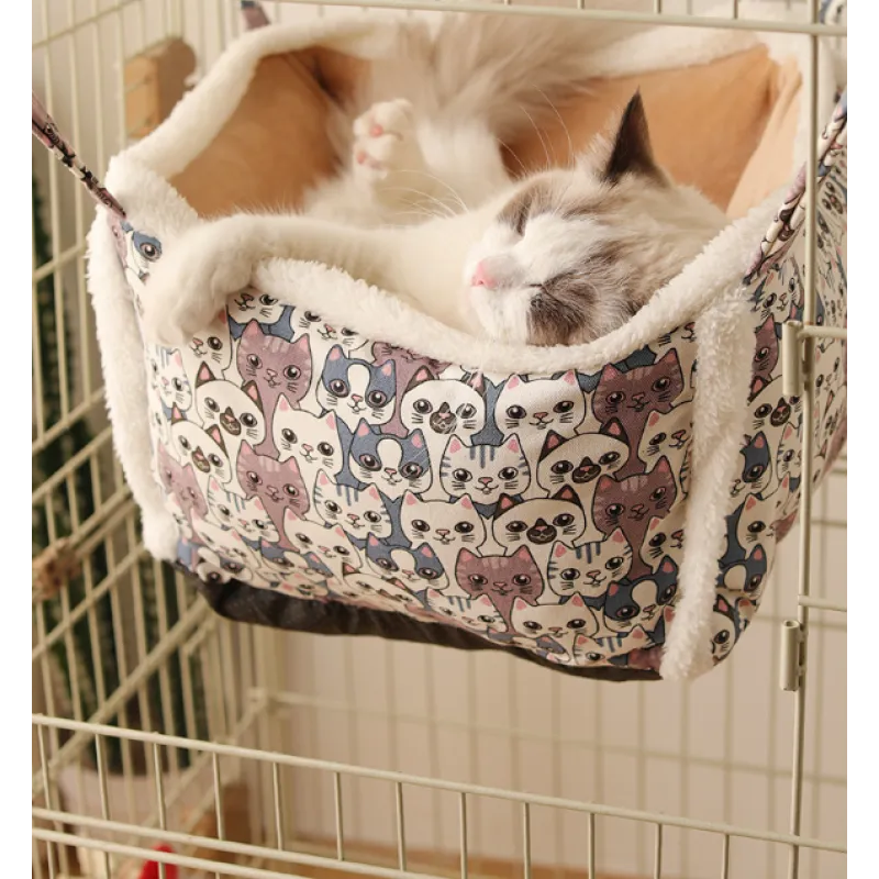 Cat Sleeping Basket With Cute Cat Pattern - Soft And Cosy Basket For Cats