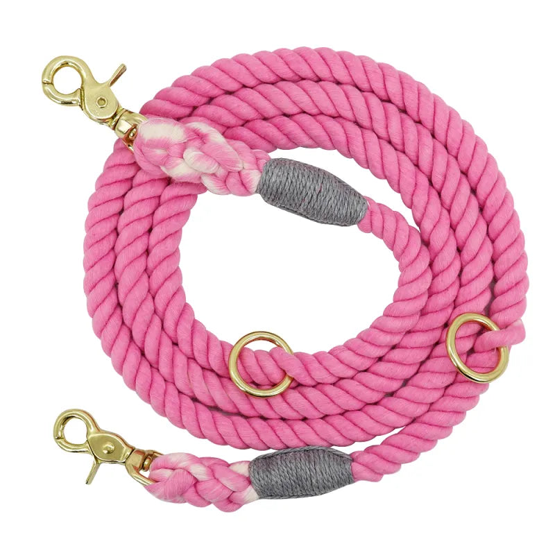 Colourful Cotton Rope Dog Leash - Robust Spiral Dog Leash With Snap Hook