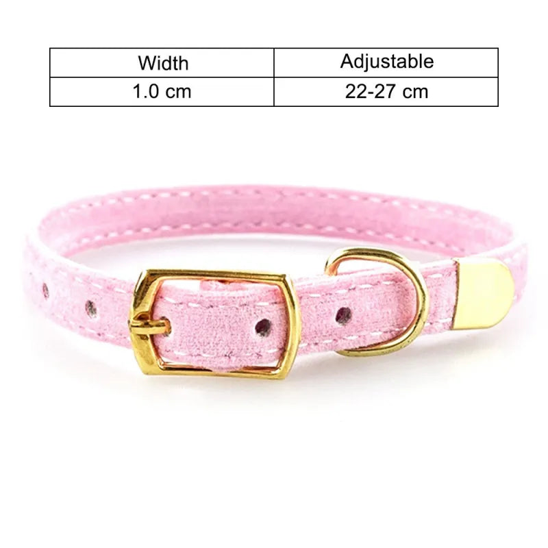 Velours Cat Collar With Golden Buckle - Soft Adjustable And Elegant