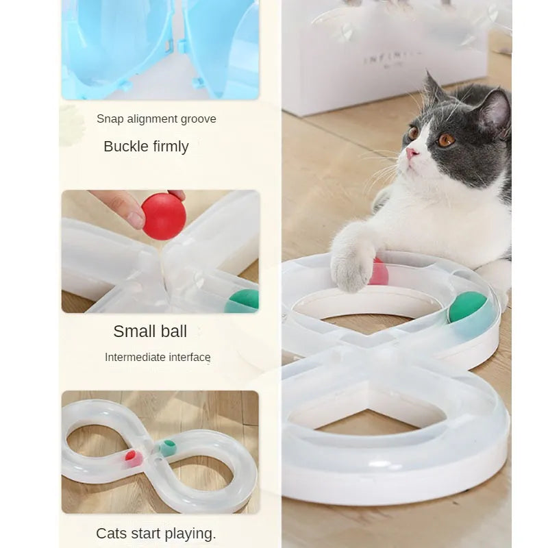 Interactive Cat Toy - Moving Ball Track In Infinity Design