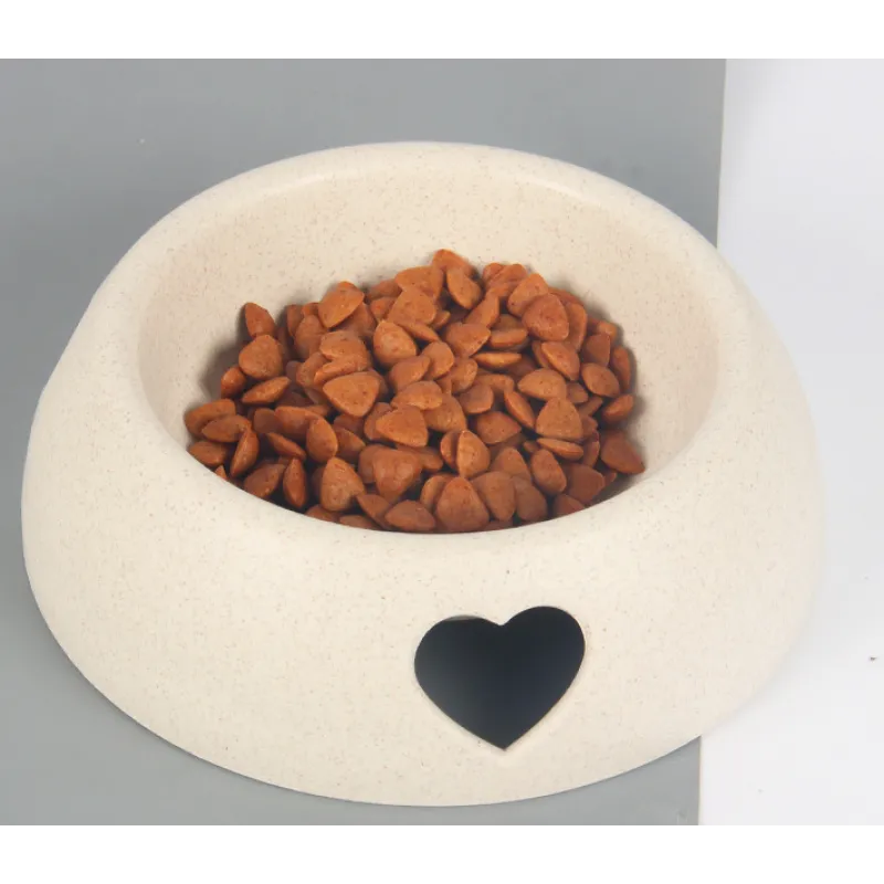 Dog Bowl Made Of Natural Material - Food And Water Bowl With Heart Design