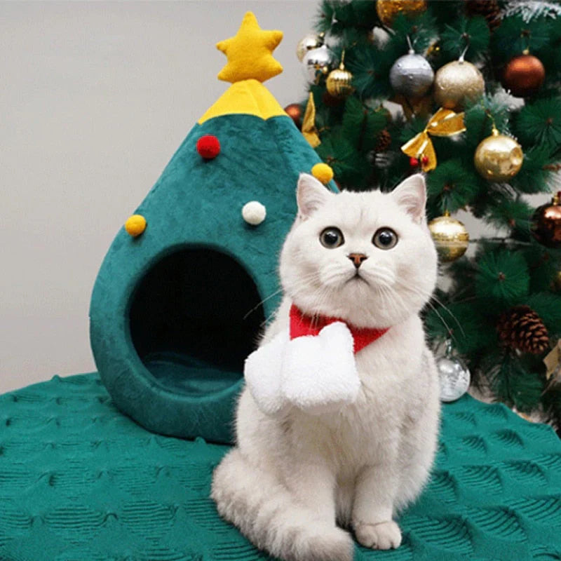 Cat Bed In Christmas Tree Form