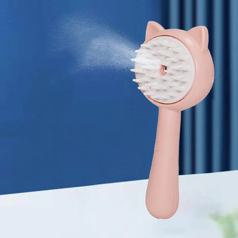 Spray Brush for Pets with Soft Silicone Bristles and Integrated Water Tank