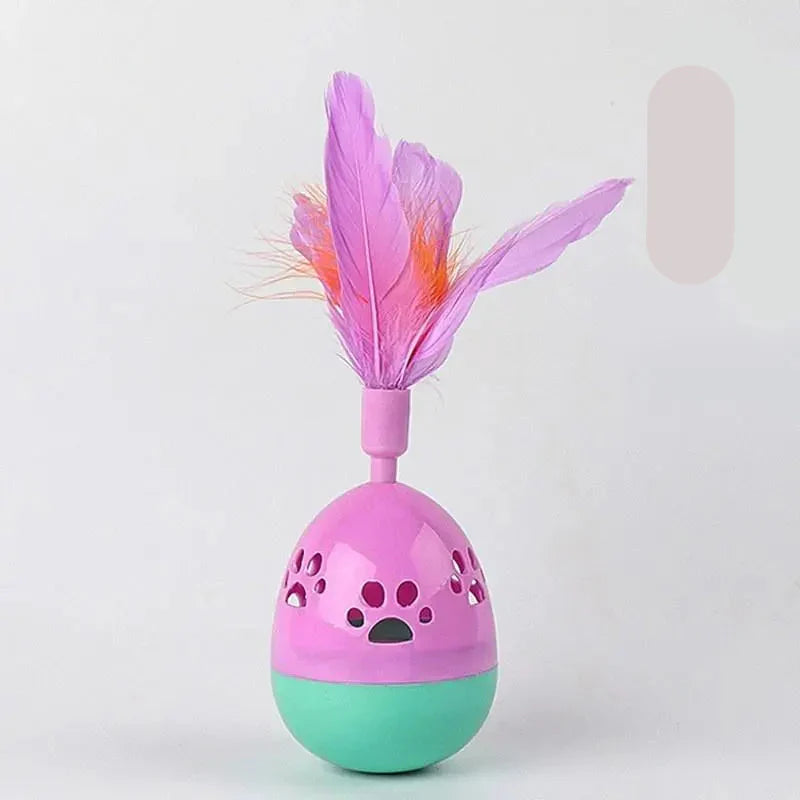 Interactive Cat Toy with Feathers - Colourful Ball - Shaped Toy for Cats