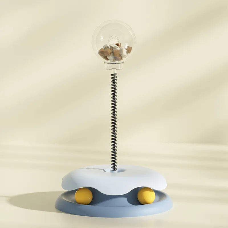 Interactive Cat Toy With Treat Dispenser And Flexible Pole