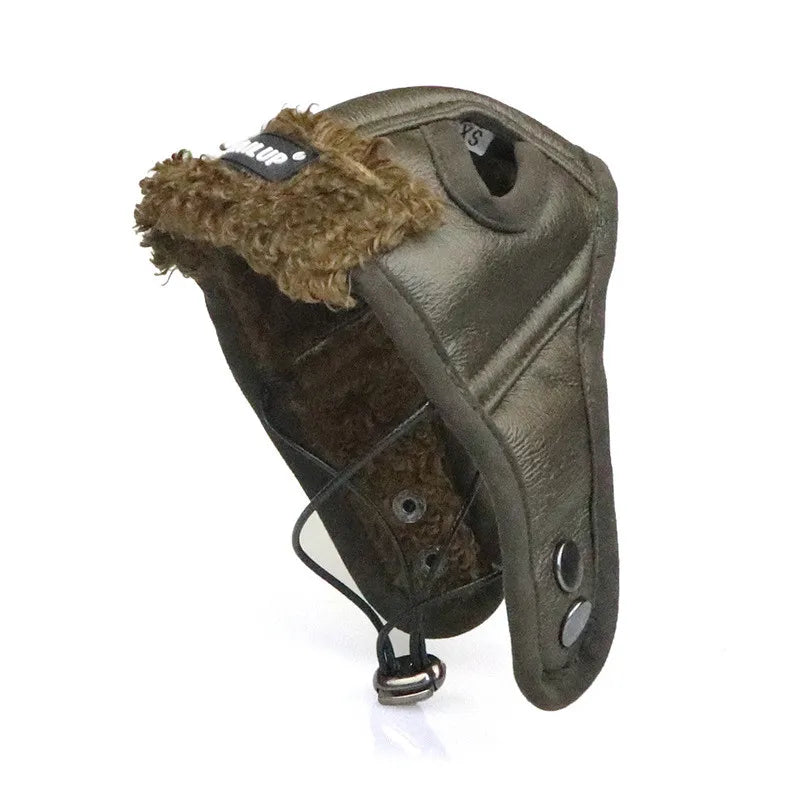 Winter Ear Protection Headgear Made Of Leather With Soft Lining