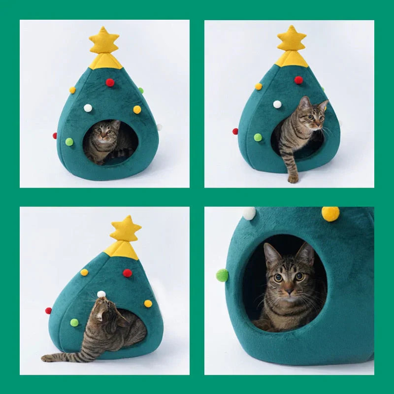 Cat Bed In Christmas Tree Form