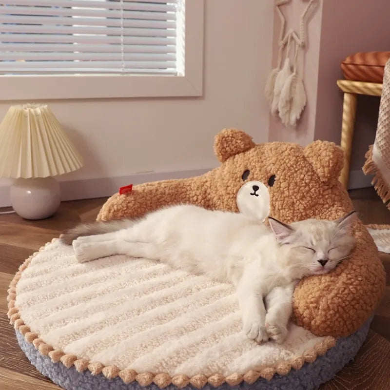 Cosy Bear - Shaped Pet Bed for Cats and Small Dogs with Backrest