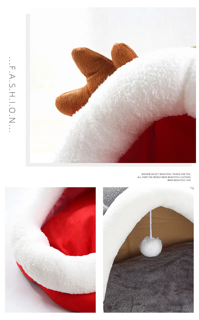 Cat Cave In Kitten Design - Soft And Cozy Sleeping Cave For Cats