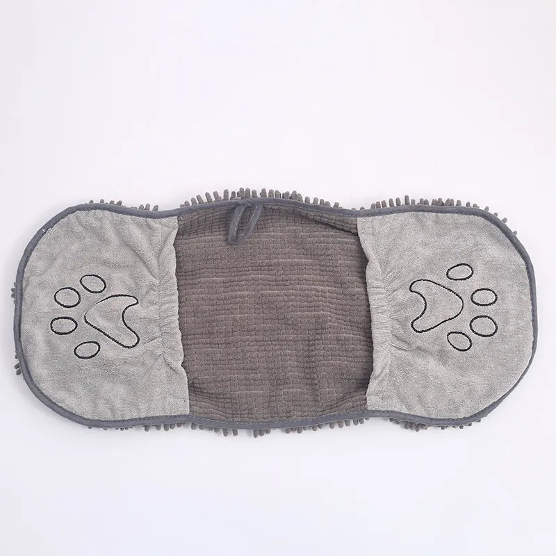 Absorbent Dog Towel Glove With Paw Embroidery For Quick Drying