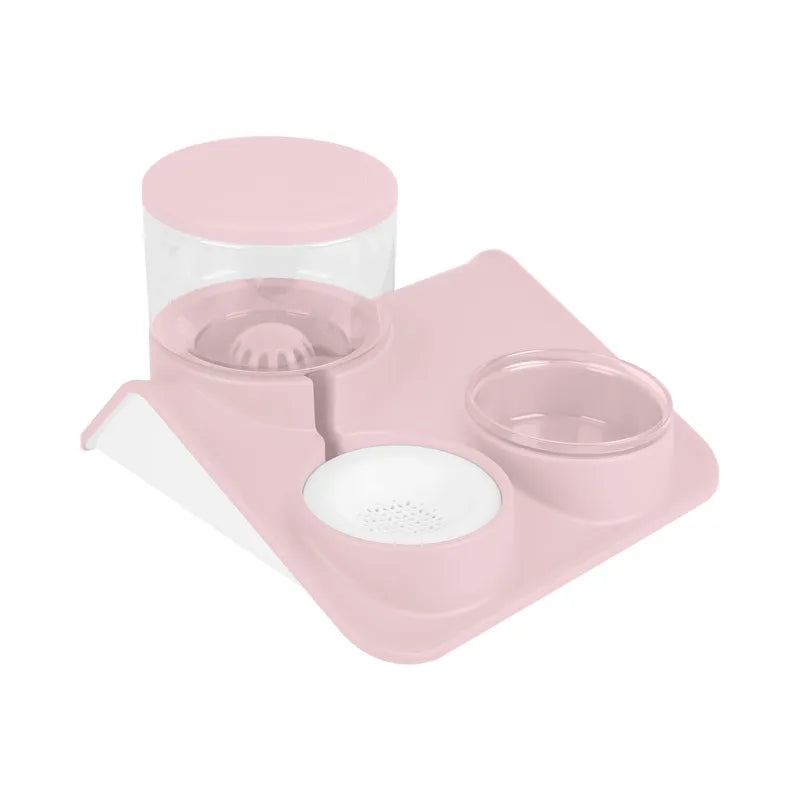 Water And Food Bowl For Pets - 2-in-1 System With Practical Base