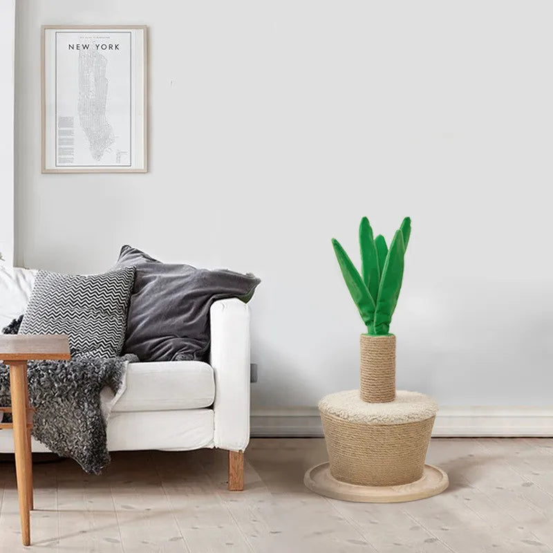 Cat Scratching Post Plant - Scratching Post With Sisal And Soft LeCat Scratching Mat Cactus Und Fish - Scratching Toy For Cats, Wall And Floor Scratching Mat Made Of Sisalaves, Cat Scratching Furniture For The Home