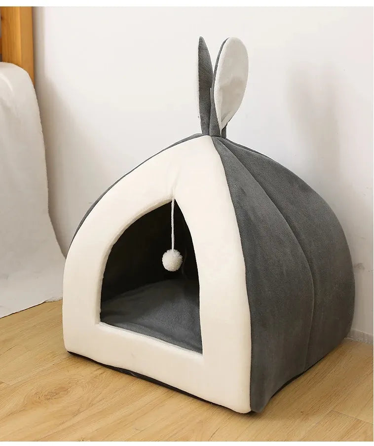 Cuddly & Cozy - Soft Cat Bed In Cave Shape With Play Ball