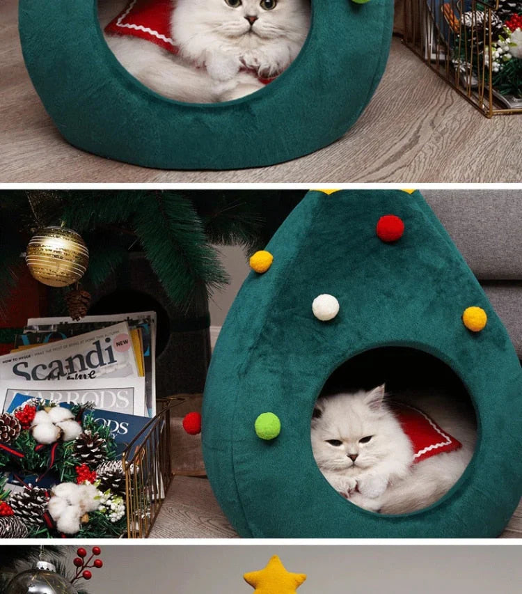 Cat Bed In Christmas Tree Form