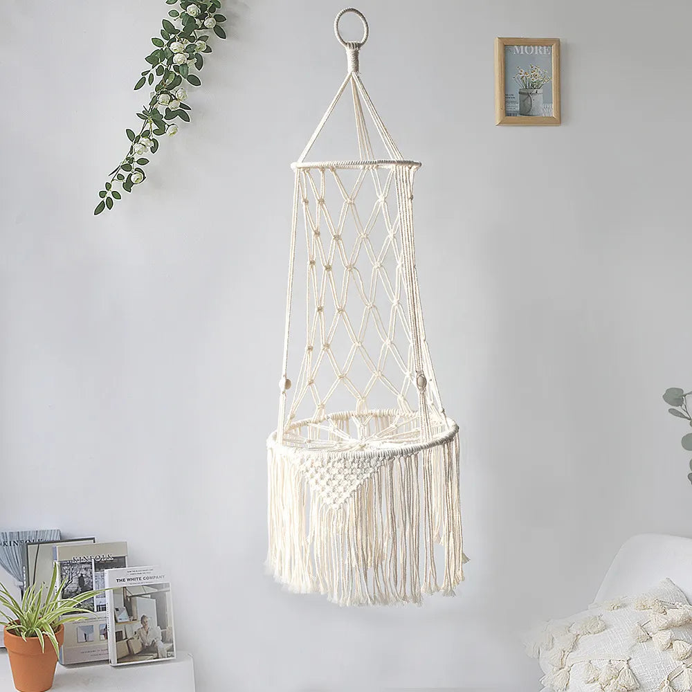 Macramé Cat Hanging Chair - Boho Hammock With Cosy Cushion For Cats