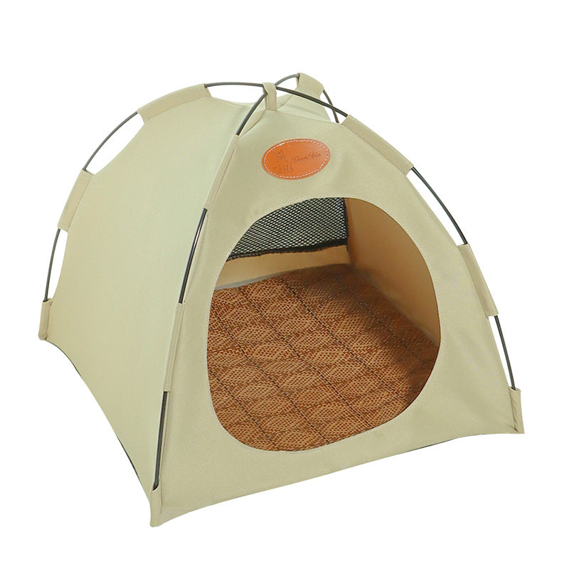 Premium Cat Tent With Rattan Mat