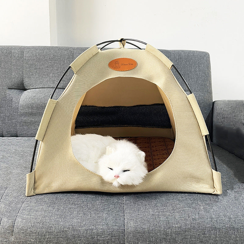 Premium Cat Tent With Rattan Mat