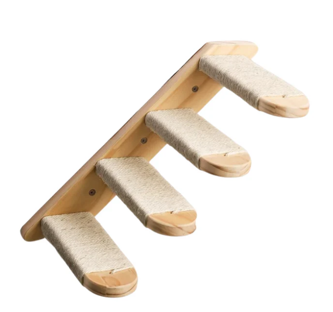 Deluxe Cat Climbing Steps - Wall-mounted With Sisal Rope