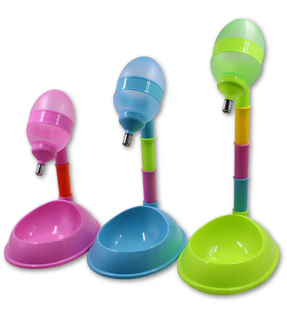 Height-adjustable Drinking Dispenser With Food Bowl For Pets
