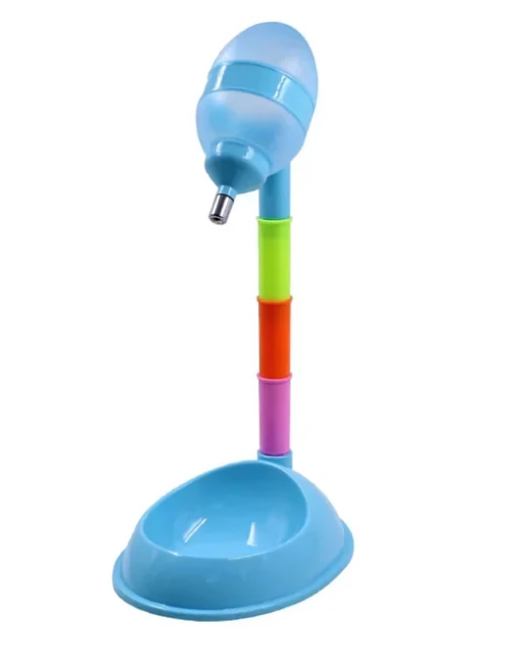 Height-adjustable Drinking Dispenser With Food Bowl For Pets