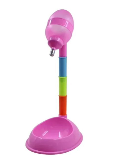 Height-adjustable Drinking Dispenser With Food Bowl For Pets