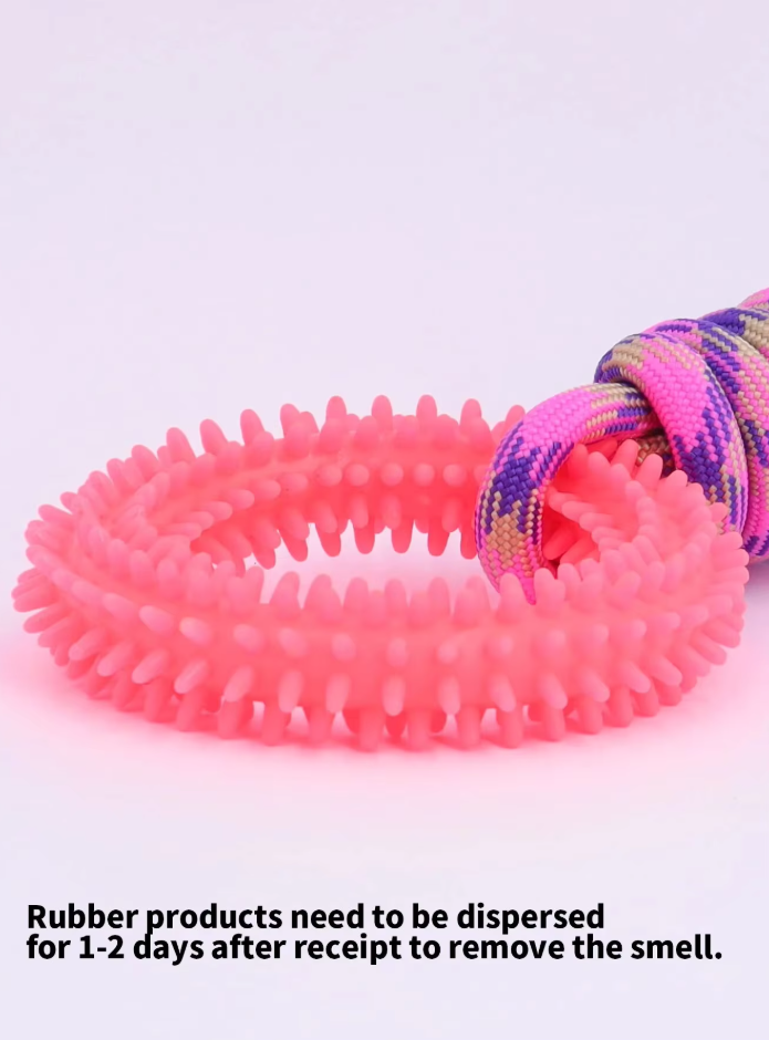 Robust Dog Toy With Teething Ring - Chew Toy Tug Rope For Interactive Fun