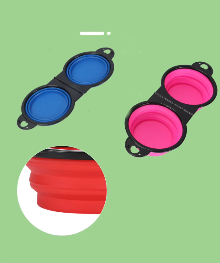 Collapsible Adjustable Double Feeding Bowl For Pets