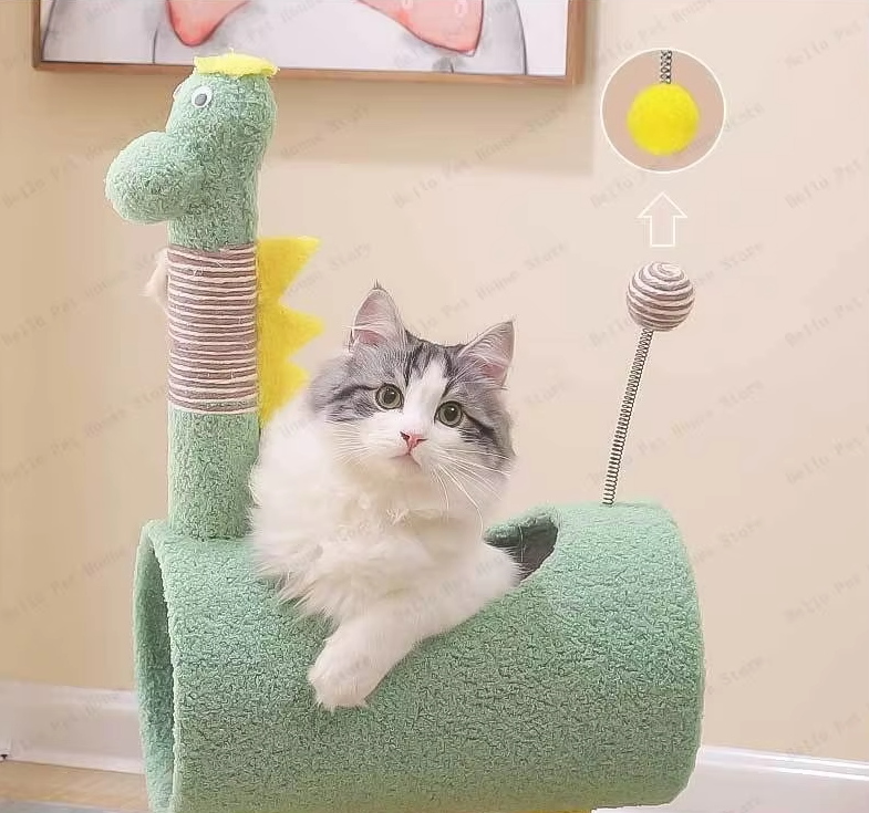 Cat Scratching Post In Dinosaur Design With Scratching Post And Cave