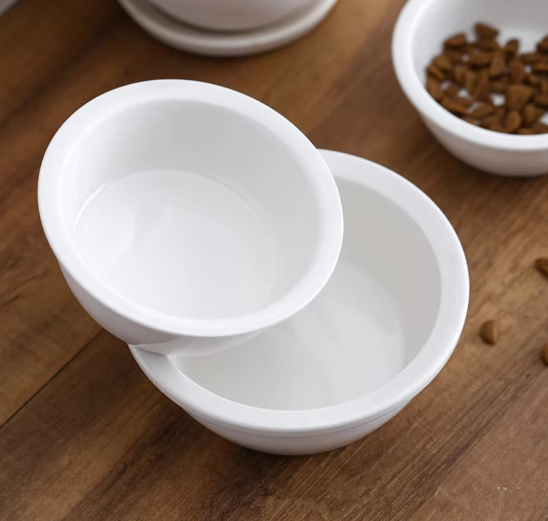 Ceramic Feeding Bowl For Dogs And Cats - Classic White Bowl For Pets