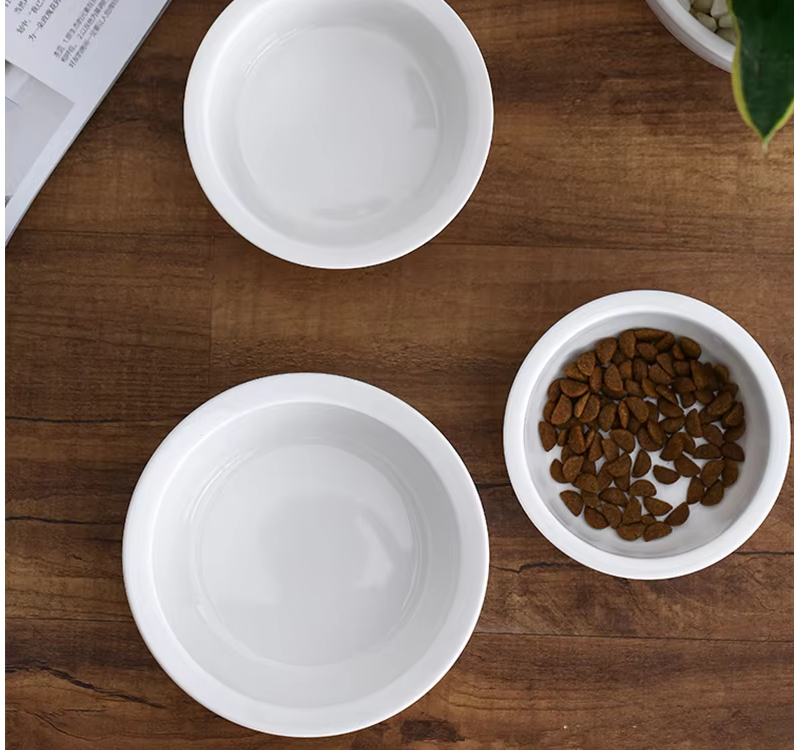 Ceramic Feeding Bowl For Dogs And Cats - Classic White Bowl For Pets