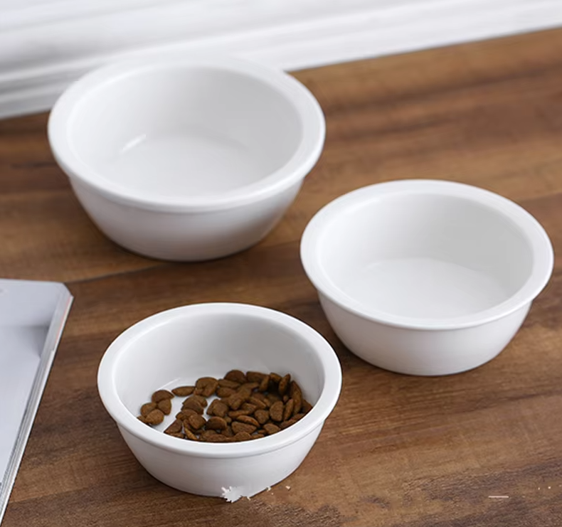 Ceramic Feeding Bowl For Dogs And Cats - Classic White Bowl For Pets